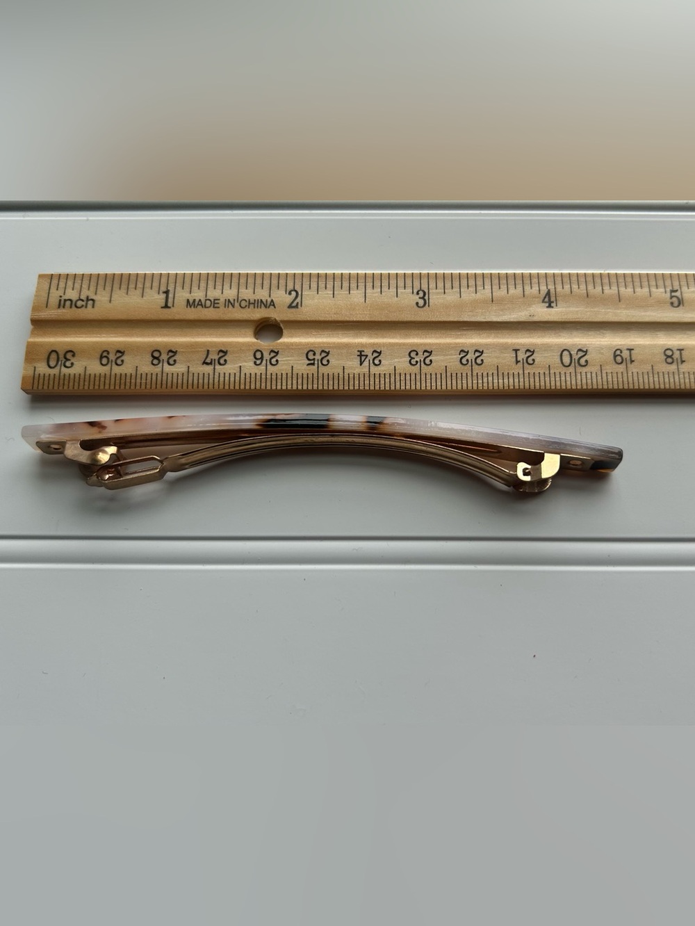 Tortoiseshell Resin Hair clip French Barrette - Neutral Brown & Cream - Picture 5 of 5